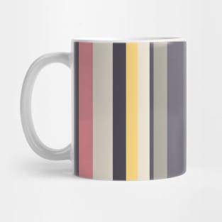 Soft stripes in cream, yellow, charcoal, pink and grey Mug